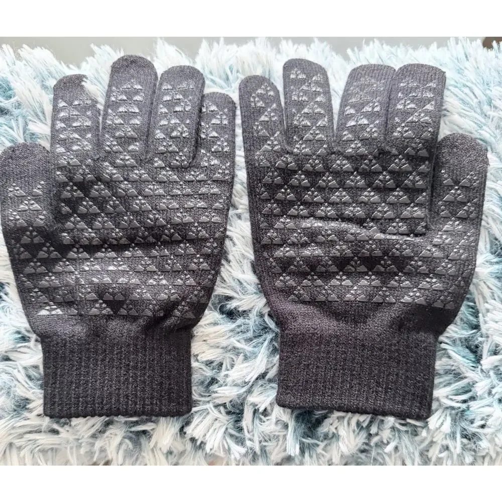 Three Piece Neck, Hat, And Mittens Made For Winter, Black And Gray Brand New